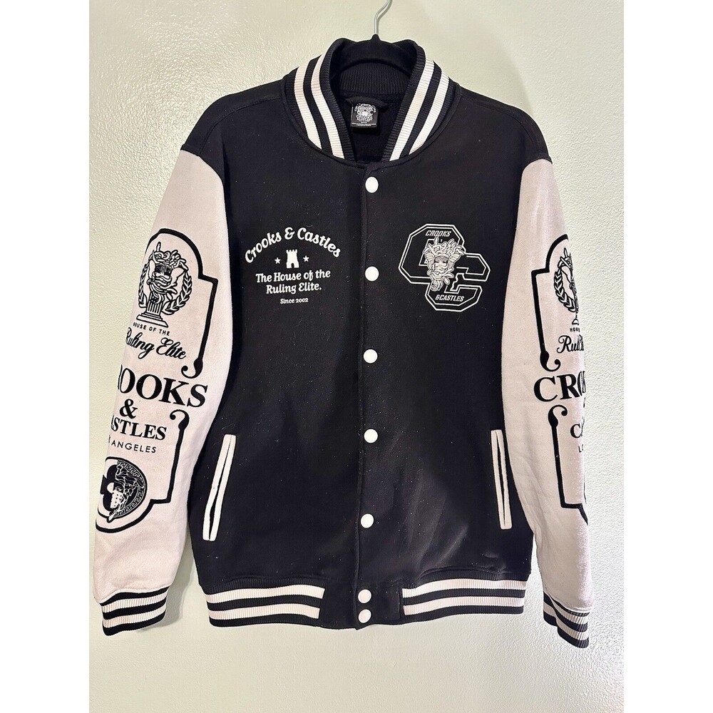 Crooks And Castles “Ruling Elite” Varsity Jacket‎ Black/White Mens Size Medium